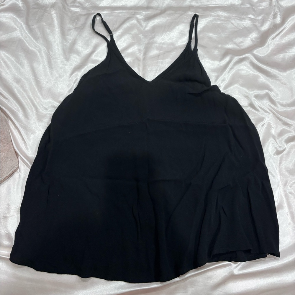 Black V-Neck Spaghetti Strap Women's Tank Top
